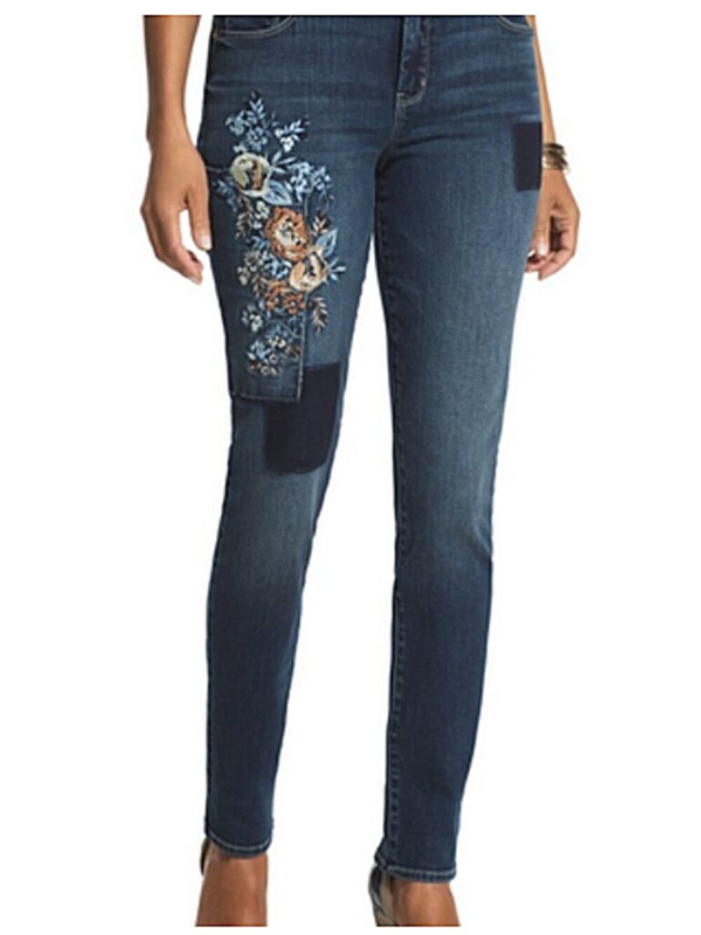 Chico's So Slimming Embroidered Girlfriend Jeans size 1.5